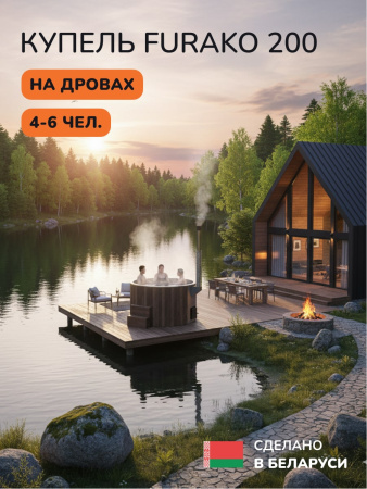 Купель с подогревом на дровах Scandinaf Furako 200BG, 4-6 чел., коричневый, серый, подсветка