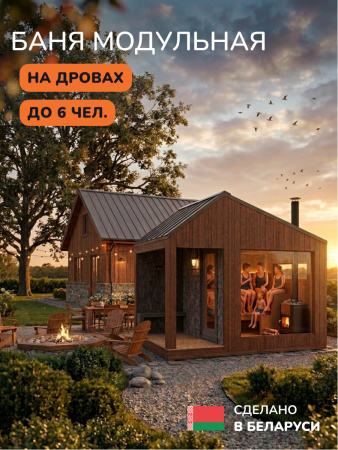 Уличная баня, уличная сауна Scandinaf Glow, 4x2,5м, до 6 чел., морёный натуральный