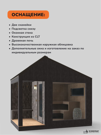 Уличная баня, уличная сауна Scandinaf Glow, 4x2,5м, до 6 чел., чёрный