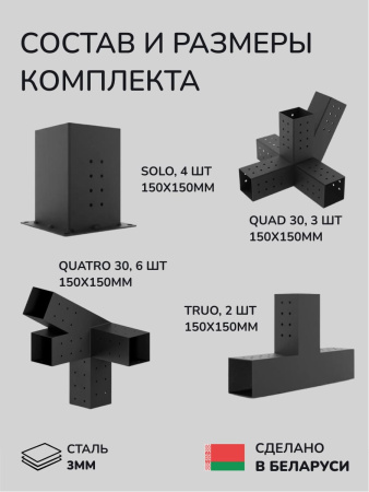 Комплект коннекторов, опор, набор основания SCANDINAF GABLE 150х150