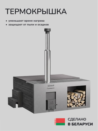 Купель с подогревом на дровах Scandinaf Elite 320, 4-6 чел., AISI 304, серый