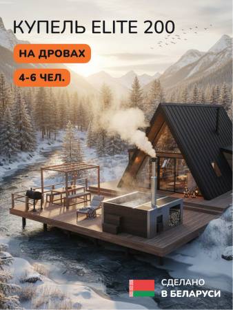 Купель с подогревом на дровах Scandinaf Elite 200B, 4-6 чел., коричневый, AISI 304, подсветка